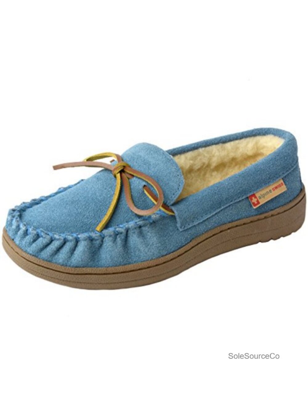 Genuine Suede Mocc with Memory Foam, Faux Shearling, Anti-Slip Rubber Sole